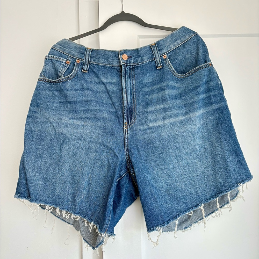 GAP Blue Denim Frayed Hem Bermuda Shorts